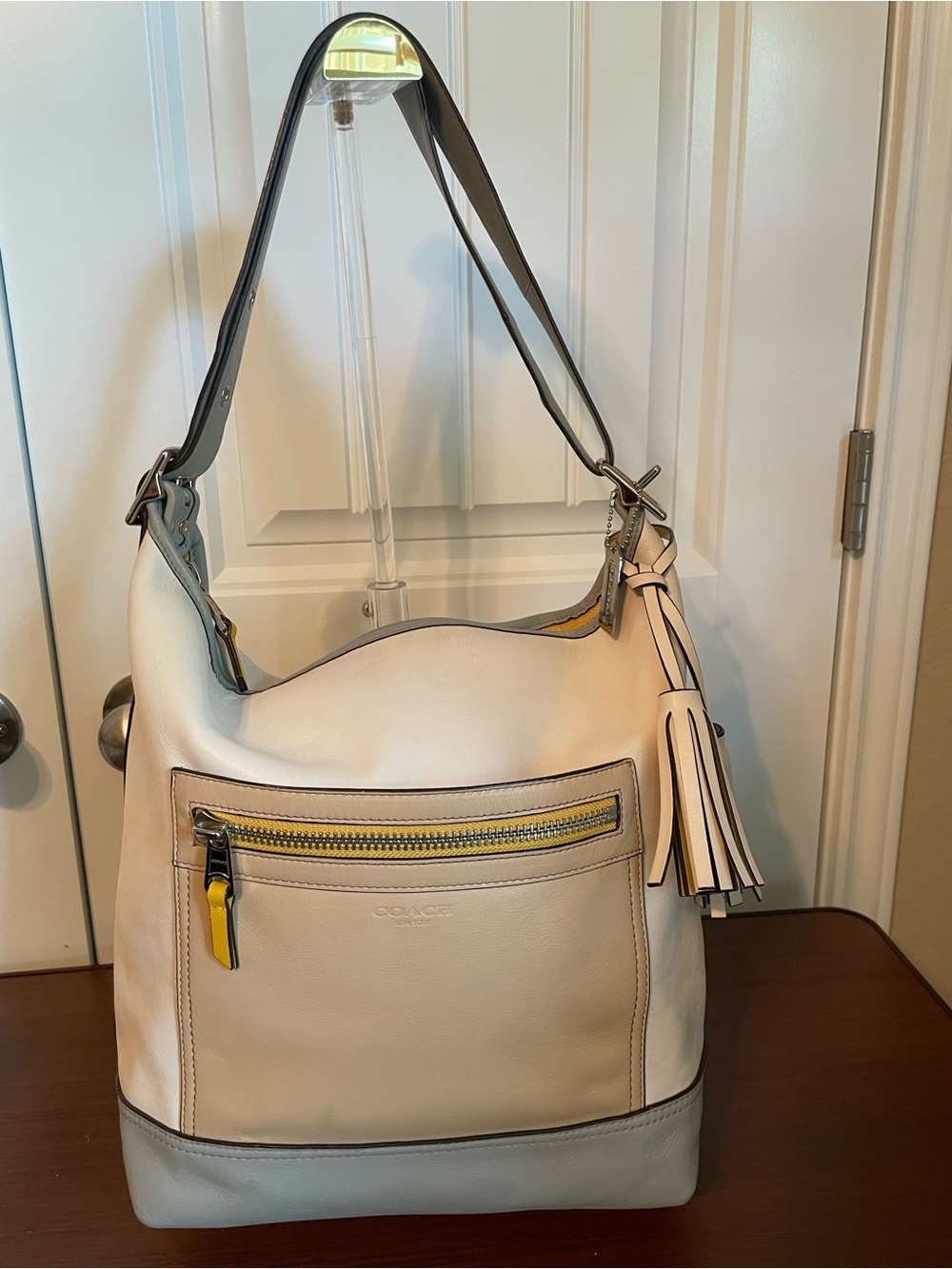 Coach Legacy Color Block Large Leather Bucket Shoulder Bag